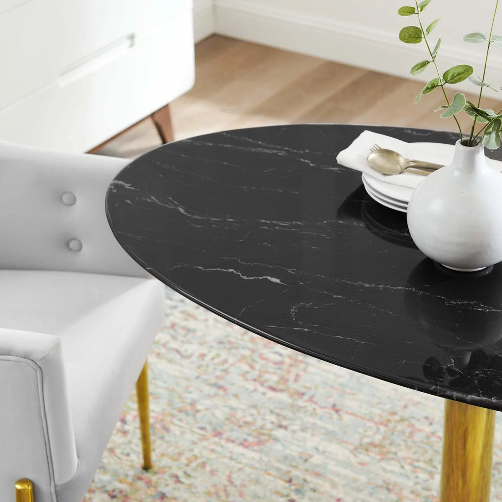 48 inch Round Black Gold Artificial Marble Metal Dining Table L94640