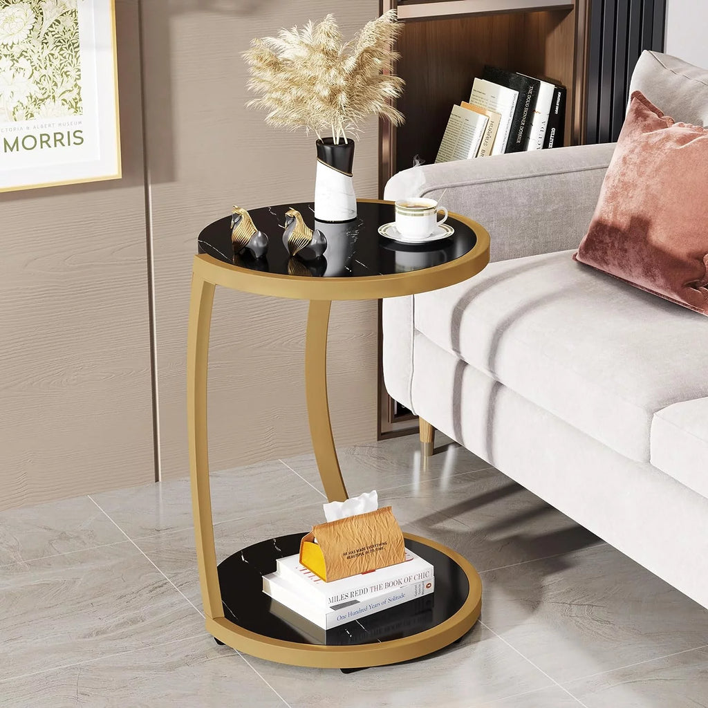 Round Faux Marble End Table G797765