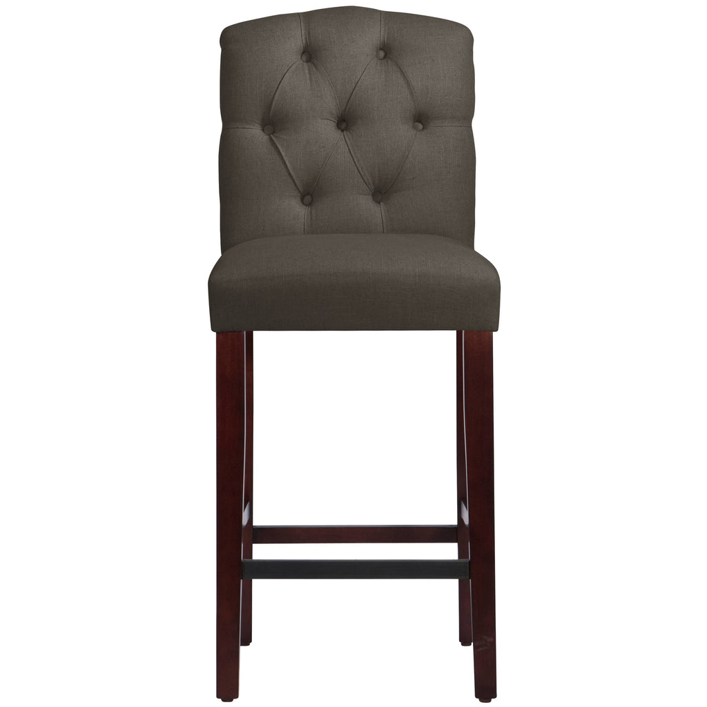 Tufted Bar Stool in Linen Slate D318