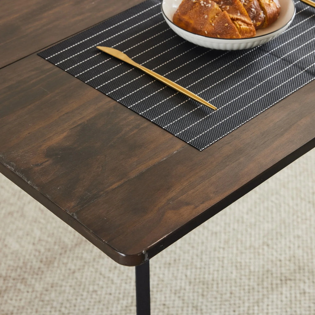 Black Faux Marble Dining Table Set for 6 I2140