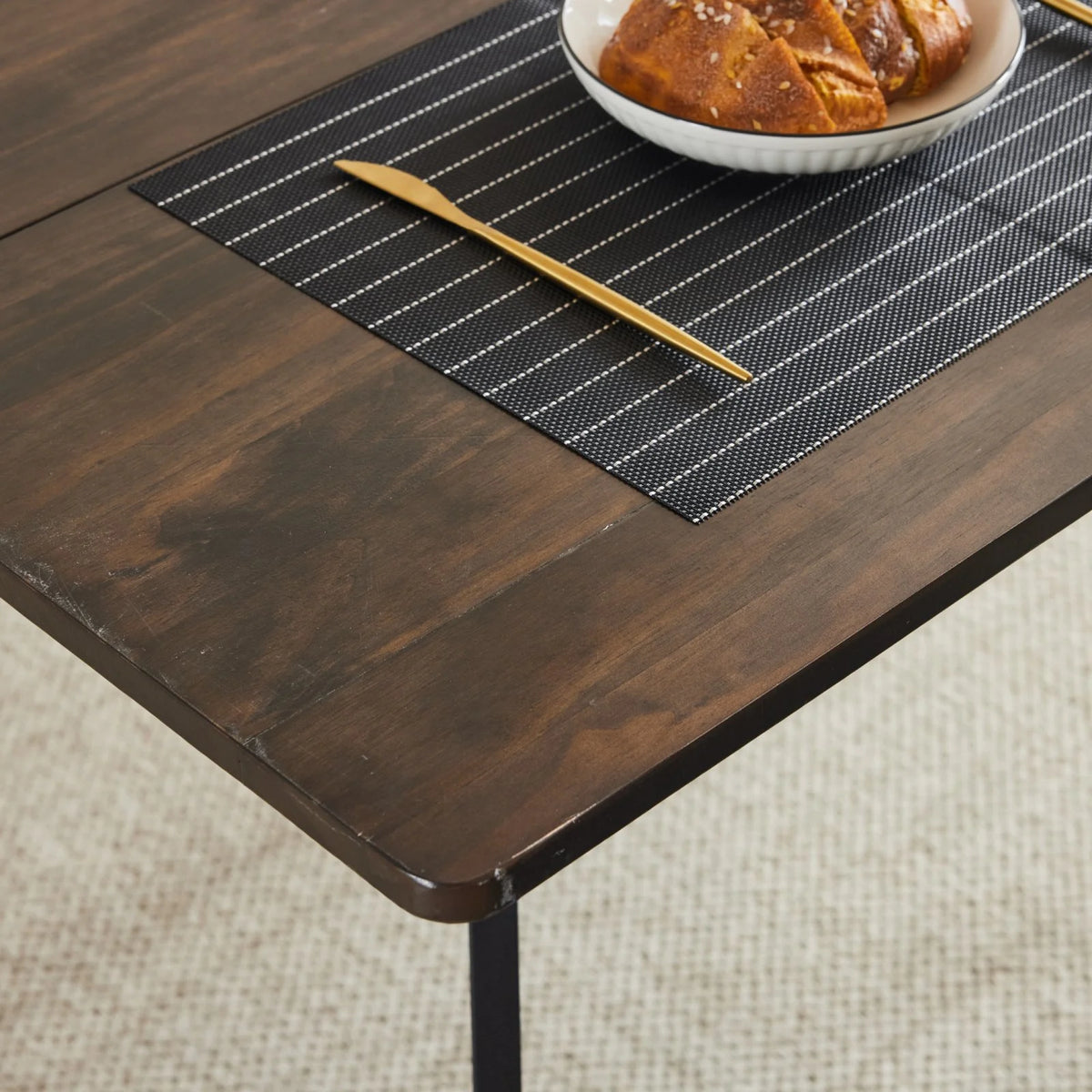 Black Faux Marble Dining Table Set for 6 I2140