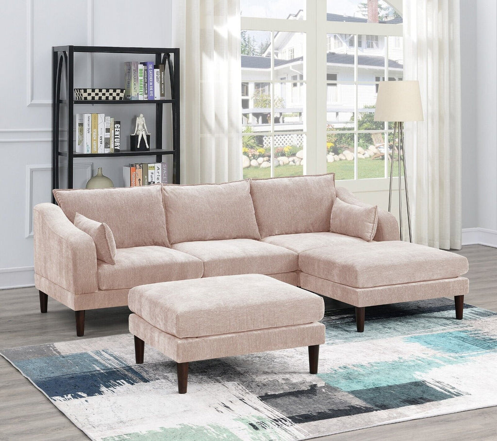 5pc Modular Sectional Set with Armless Chair Corner Wedge and Ottoman O8759