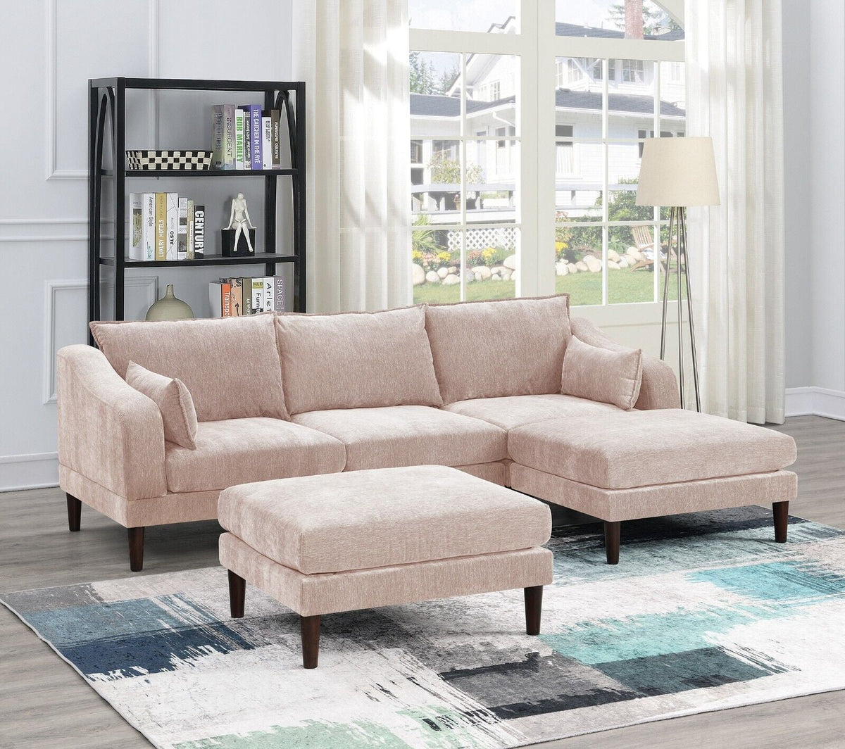 5pc Modular Sectional Set with Armless Chair Corner Wedge and Ottoman O8759