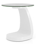 White Glass Top End Table K700365