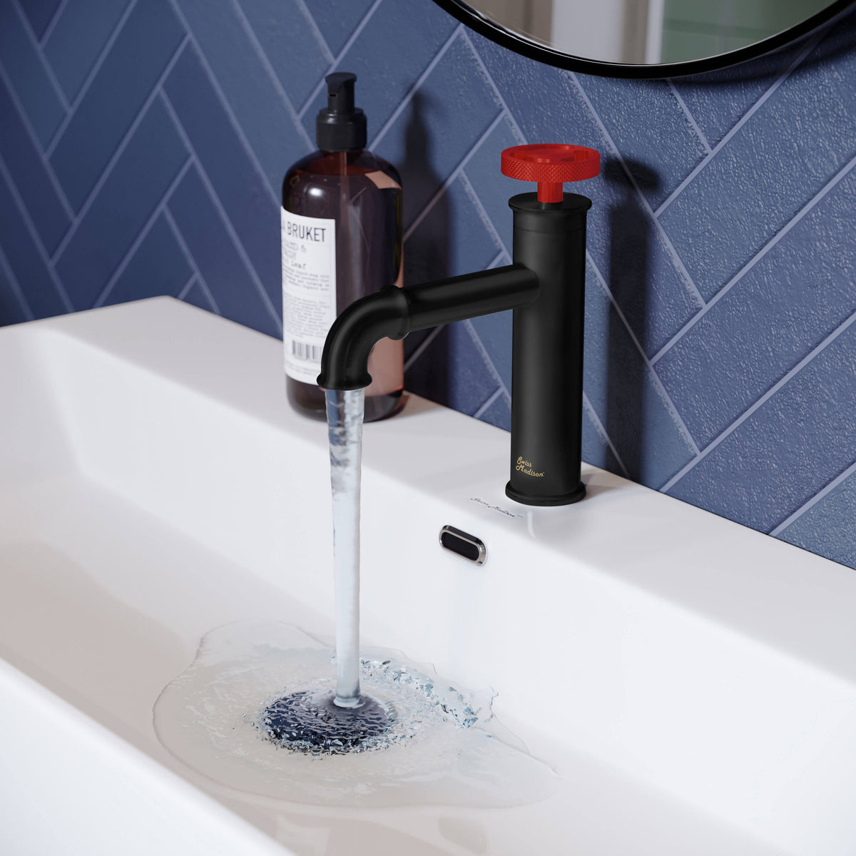 Red Single Hole Bathroom Faucet N8542