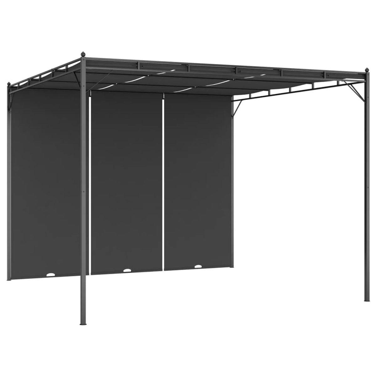 Garden Gazebo with Side Curtain Steel Frame Sun Shade Shelter 118.1 x 118.1 x 88.6 Inches Y58270