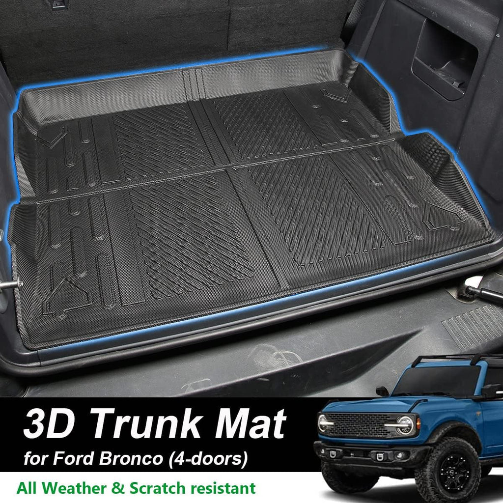Cargo Liner Trunk Floor Mat for Ford Bronco 2021 2022 All Weather Waterproof TPE Pack of 2 R117483
