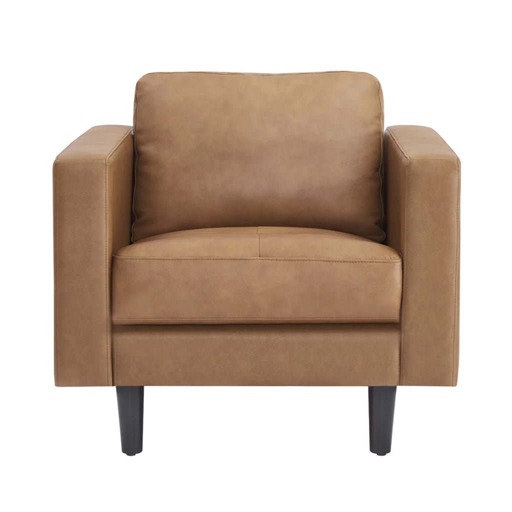 Tan Top Grain Genuine Leather Mid-Century Sofa Set of 3 U736400