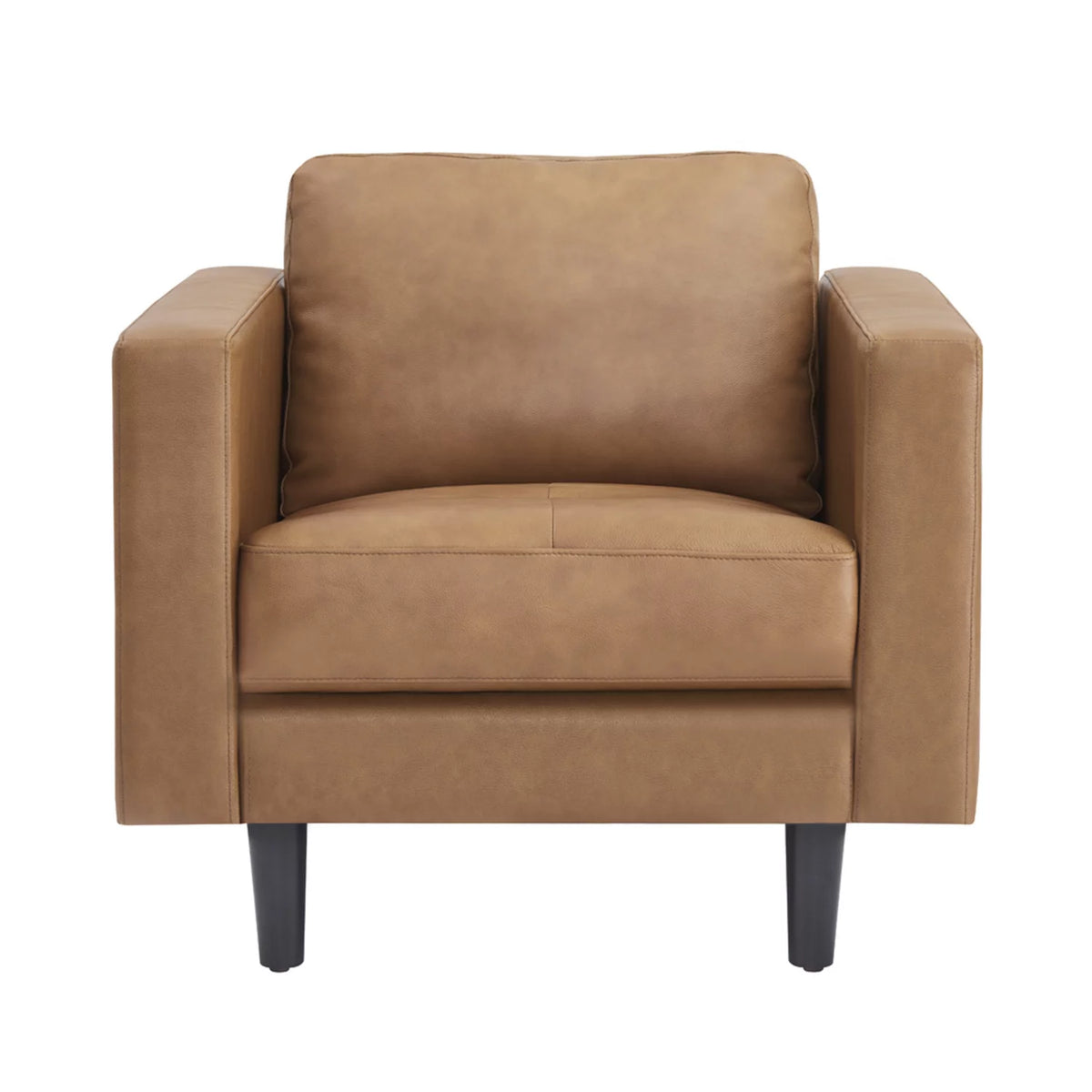 Tan Top Grain Genuine Leather Mid-Century Sofa Set of 3 U736400