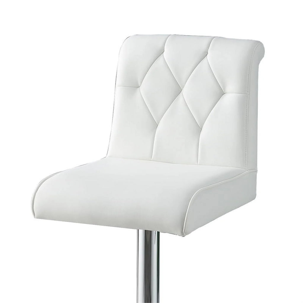 White Faux Leather Adjustable Height Swivel Barstool Set of 2 R93590