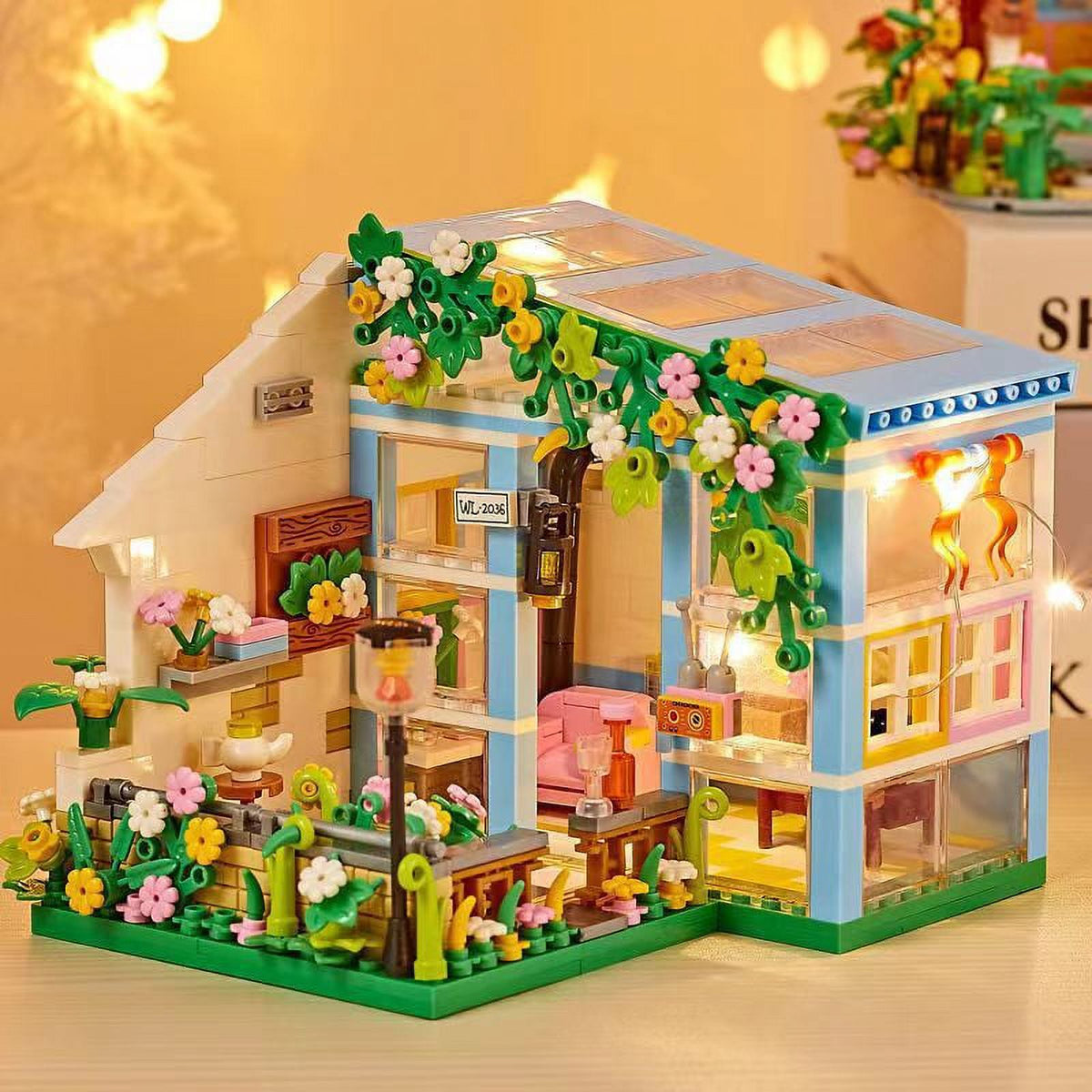 Dollhouse Miniature with Flower Shop, DIY Wooden Crafts Christmas Kit Y482