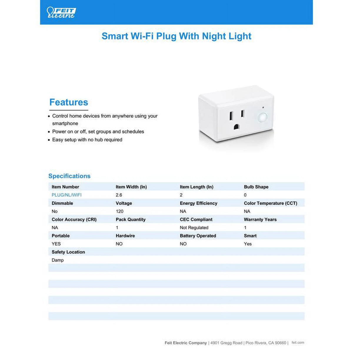 Smart White Plug with Night Light S625