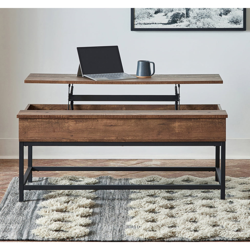 Industrial Wood and Metal Lift Top Coffee Table Y604