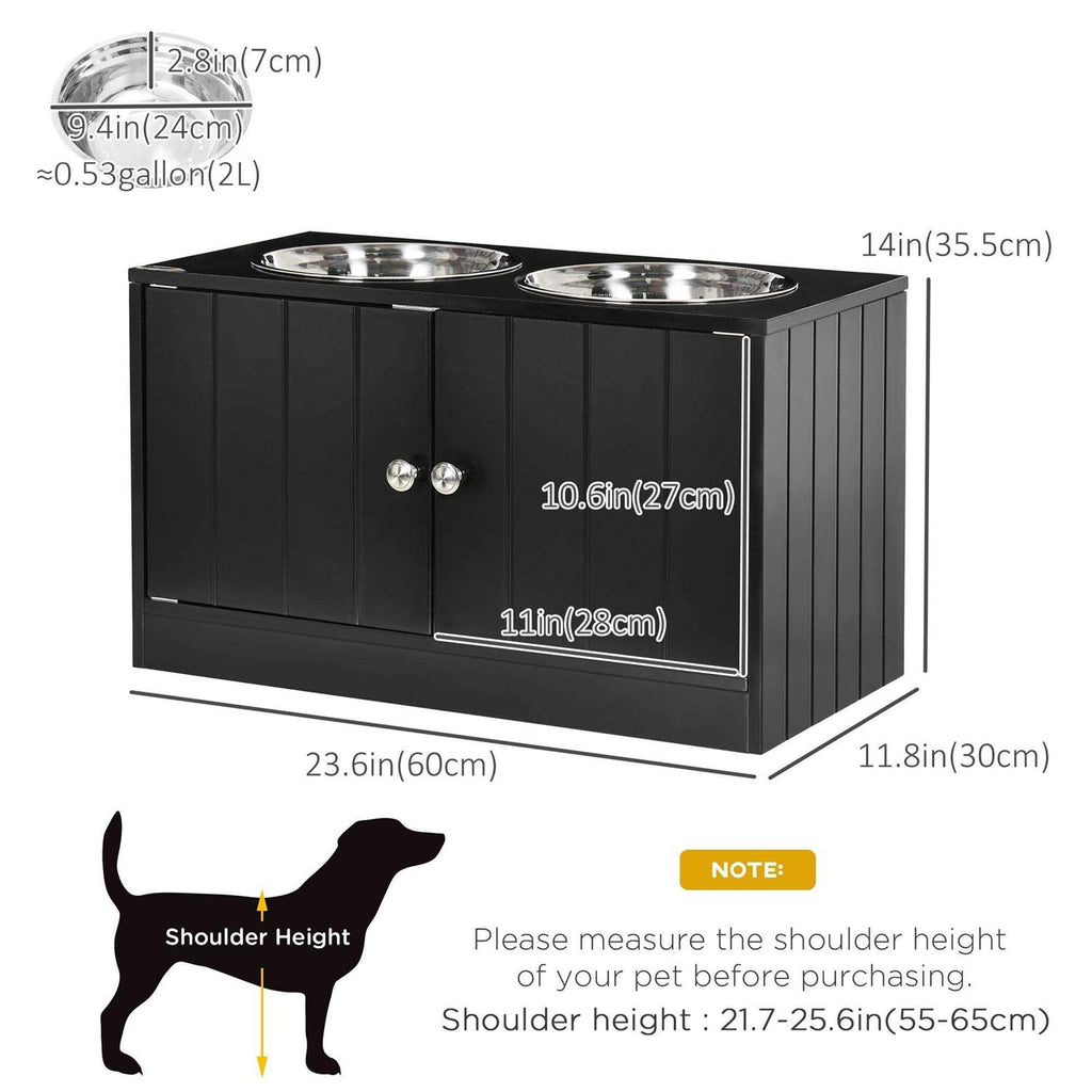 Large Elevated Dog Bowls with Storage Cabinet L577