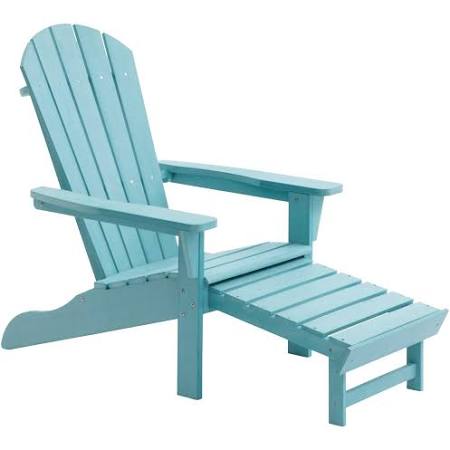 White Oversized Adirondack Chair with Pullout Ottoman N813