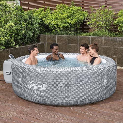 Grey Large Round Inflatable Hot Tub with 180 AirJets and EnergySense Cover L49013