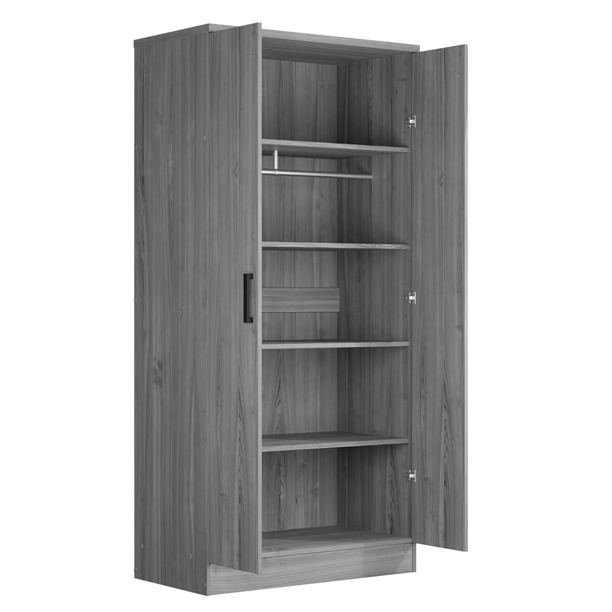 Gray Two Door Armoire Wardrobe with Mirror B9863