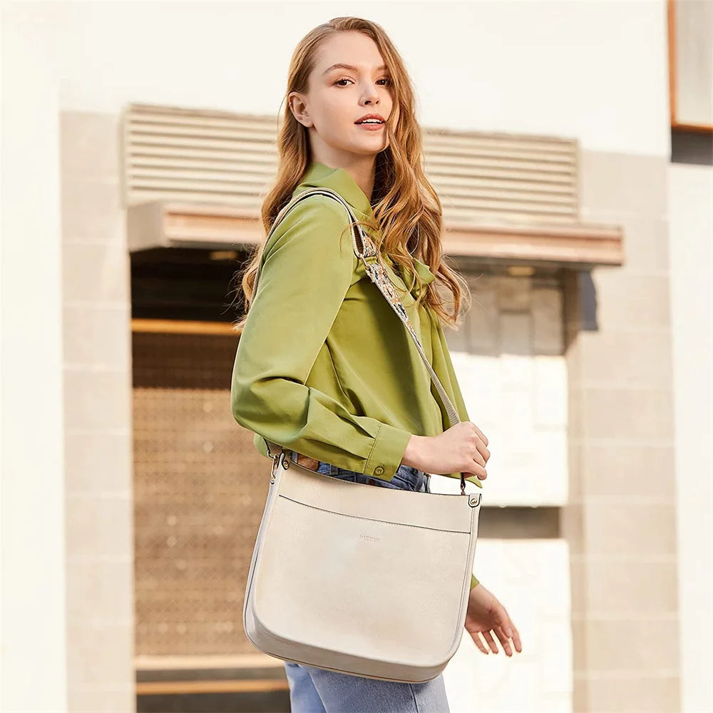 Crossbody Bags Leather Hobo Handbags With 2 Adjustable Leopard Guitar Strap Shoulder Bucket Bags T61374