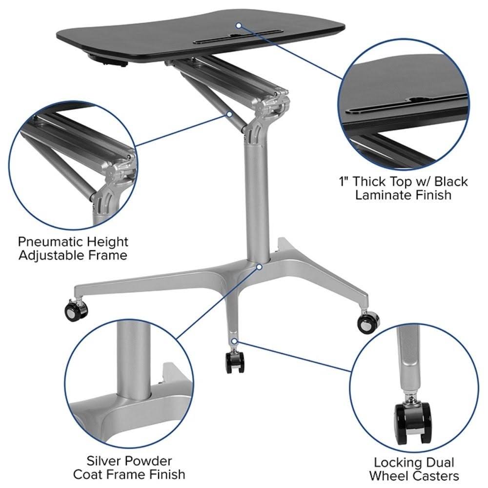 Black Ergonomic Desk with Adjustable Range 29x22-41x22 K425