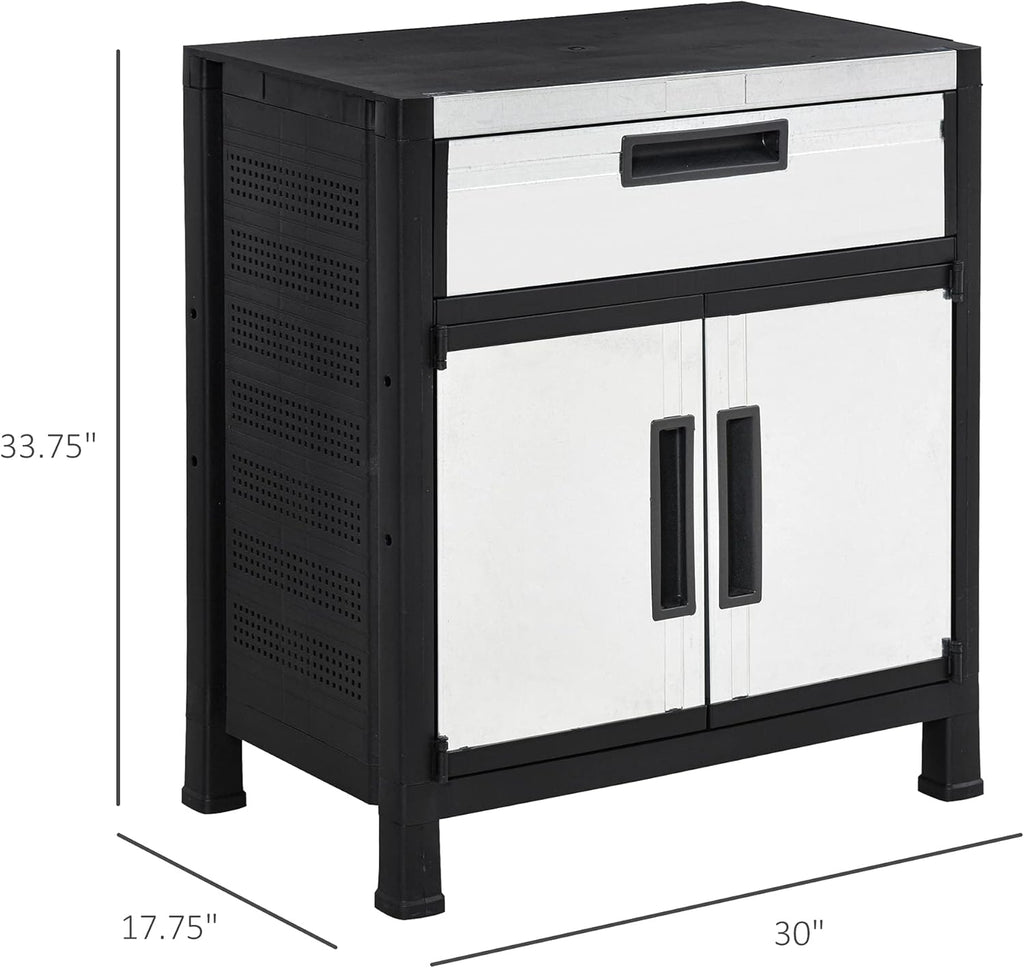 Outdoor Storage Sheds Cabinet with Adjustable Shelves, Waterproof PP & Galvanized Steel U852