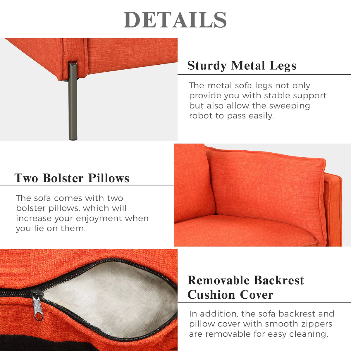 3 Seat Linen Fabric Upholstered Sofa T6132