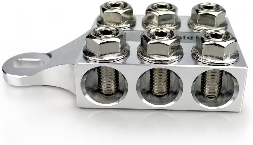 12-Way Post Terminal Distribution Block Bus Bar, 8AWG up to 4/0 AWG, Pack of 2 Q95265