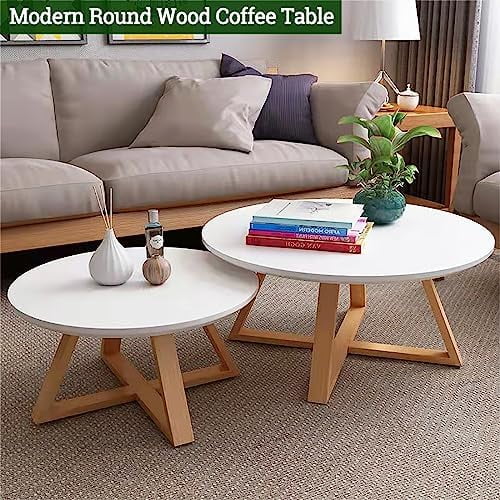 Solid Wood Round Coffee Table 31.5'' White U222122