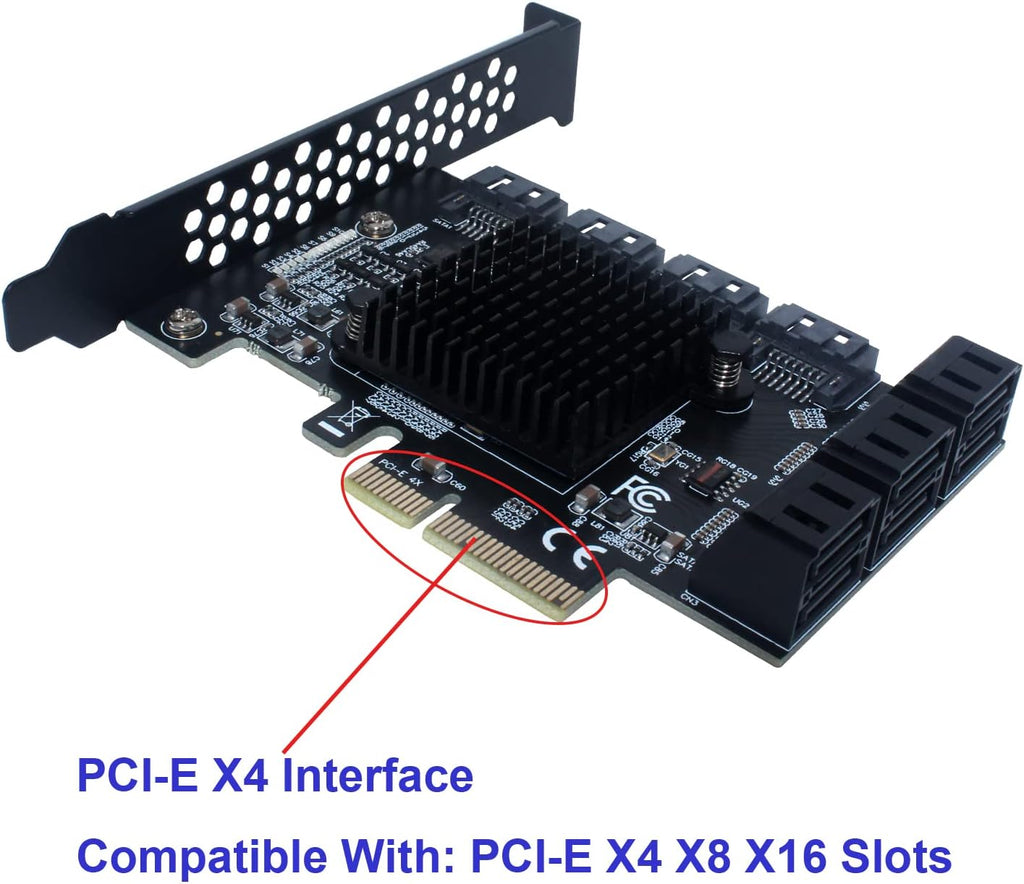 PCI-E SATA Expansion Card 10 Ports PCIe x4 to SATA 3.0 6Gbps Controller Adapter Card with 10 SATA Cables and Low Profile Bracket S8926