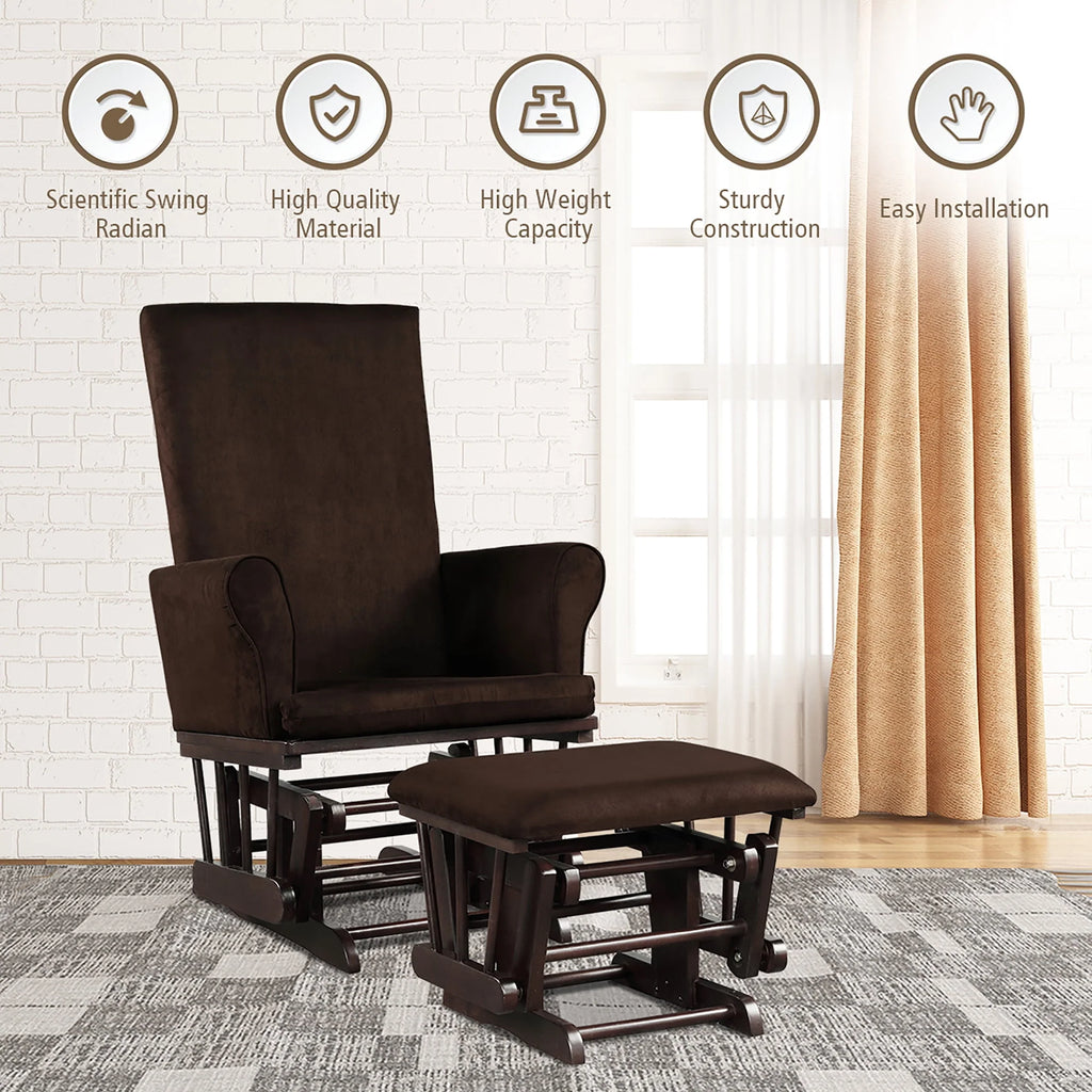 Pink Rocking Chair and Ottoman Set with Cushion F755272