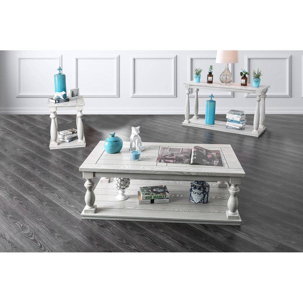 Rustic Coffee Table in Antique White L18146