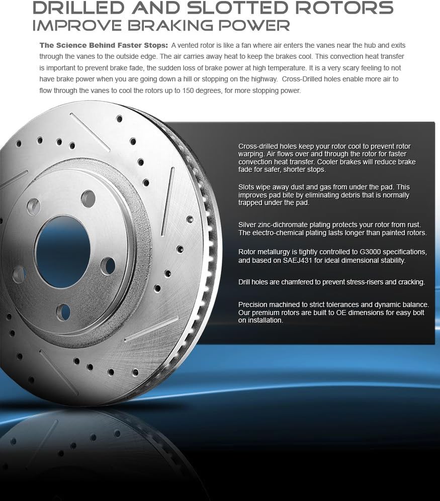 8 Lug Front and Rear Rotors with Metallic Pads and Clips V6200