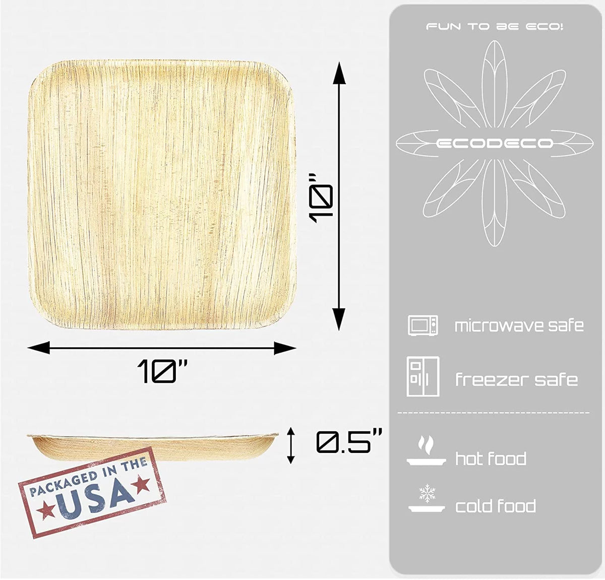 100 Palm Leaf 10 inch Disposable Plates O610