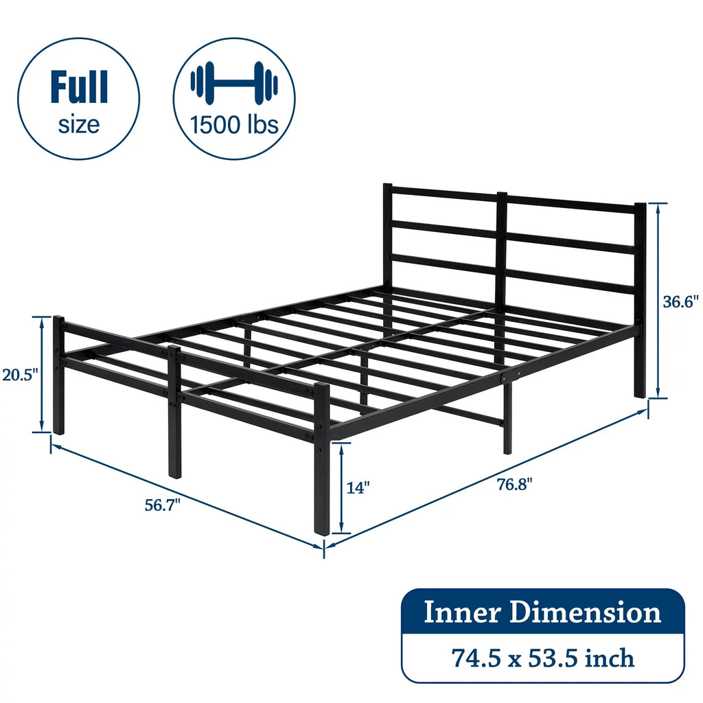 King 14 Inch Metal Bed Frame with Headboard and Footboard H52451