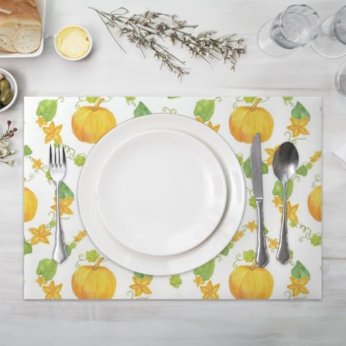 Fall Gourd Pattern Faux Leather 12 X 18 Inch 6Pc Placemat Set W500