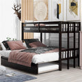 Twin Over Twin/King Wooden Bunk Bed with Trundle and Ladder S6107