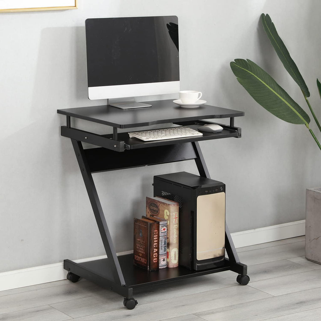 Adjustable Mobile Laptop Desk with Wheels, Black V689944