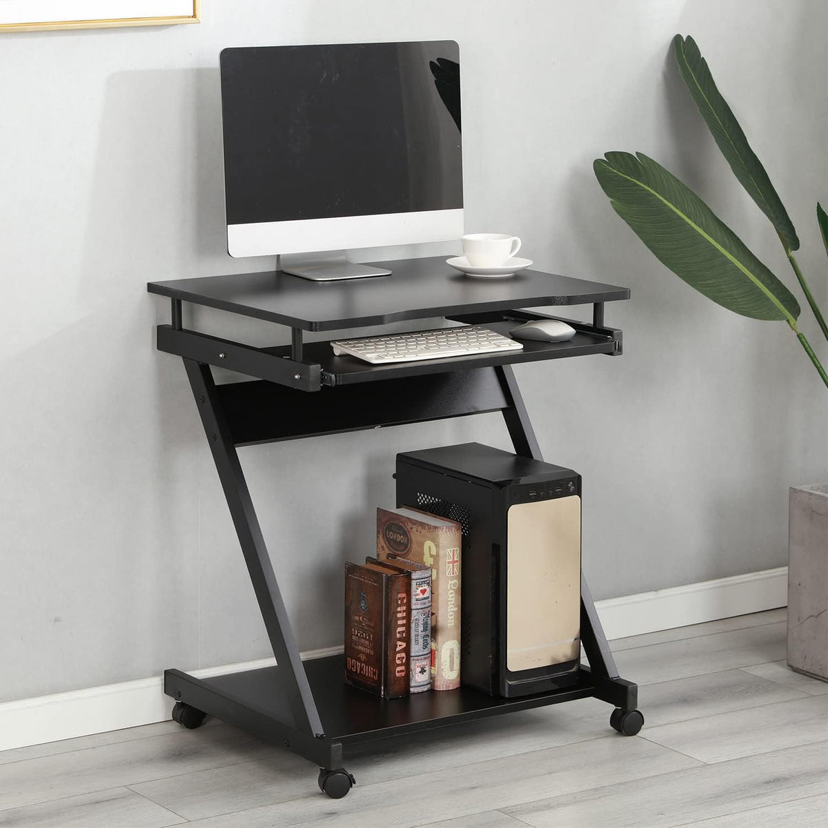 Adjustable Mobile Laptop Desk with Wheels, Black V689944