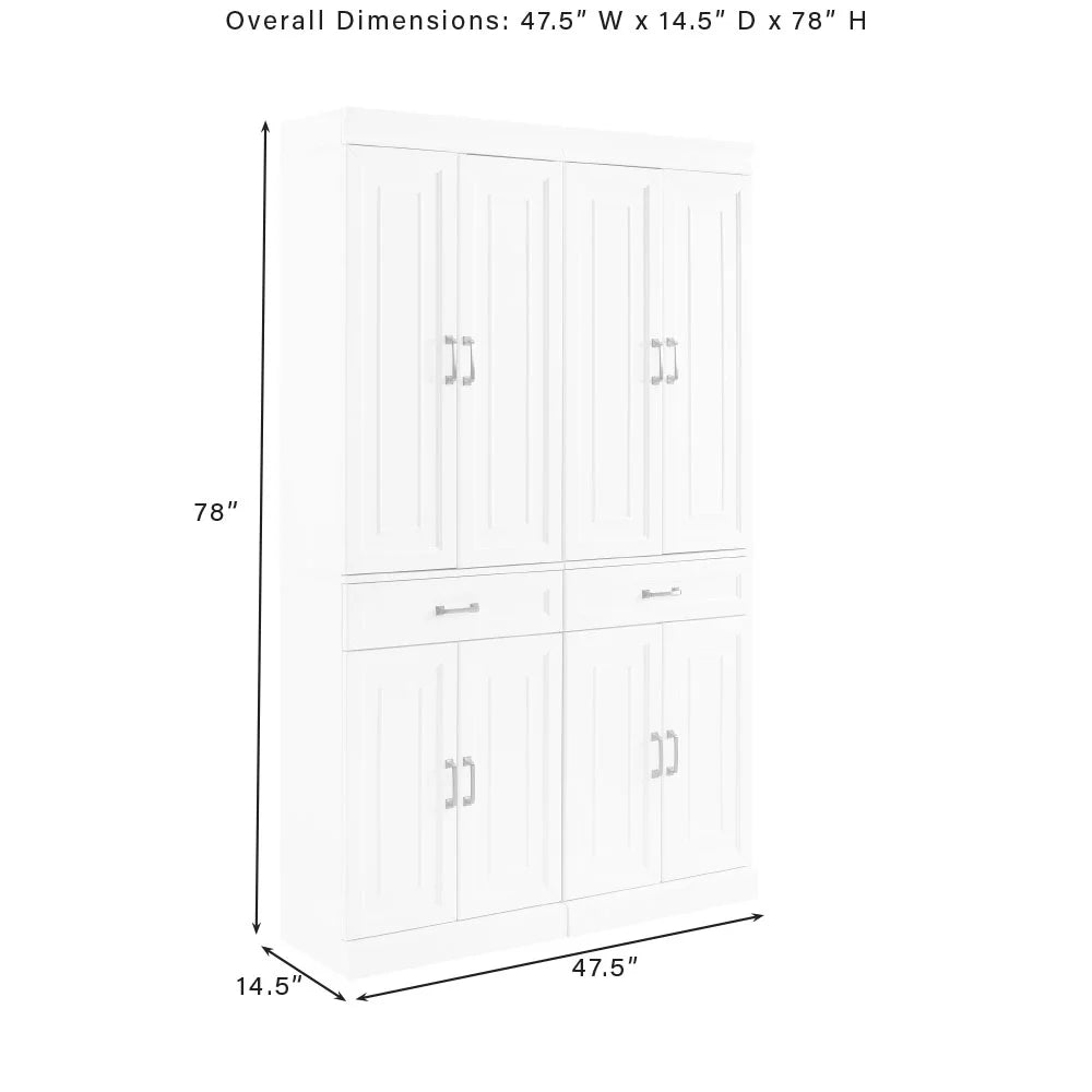 White MDF Wood Pantry (Set of 2) I153