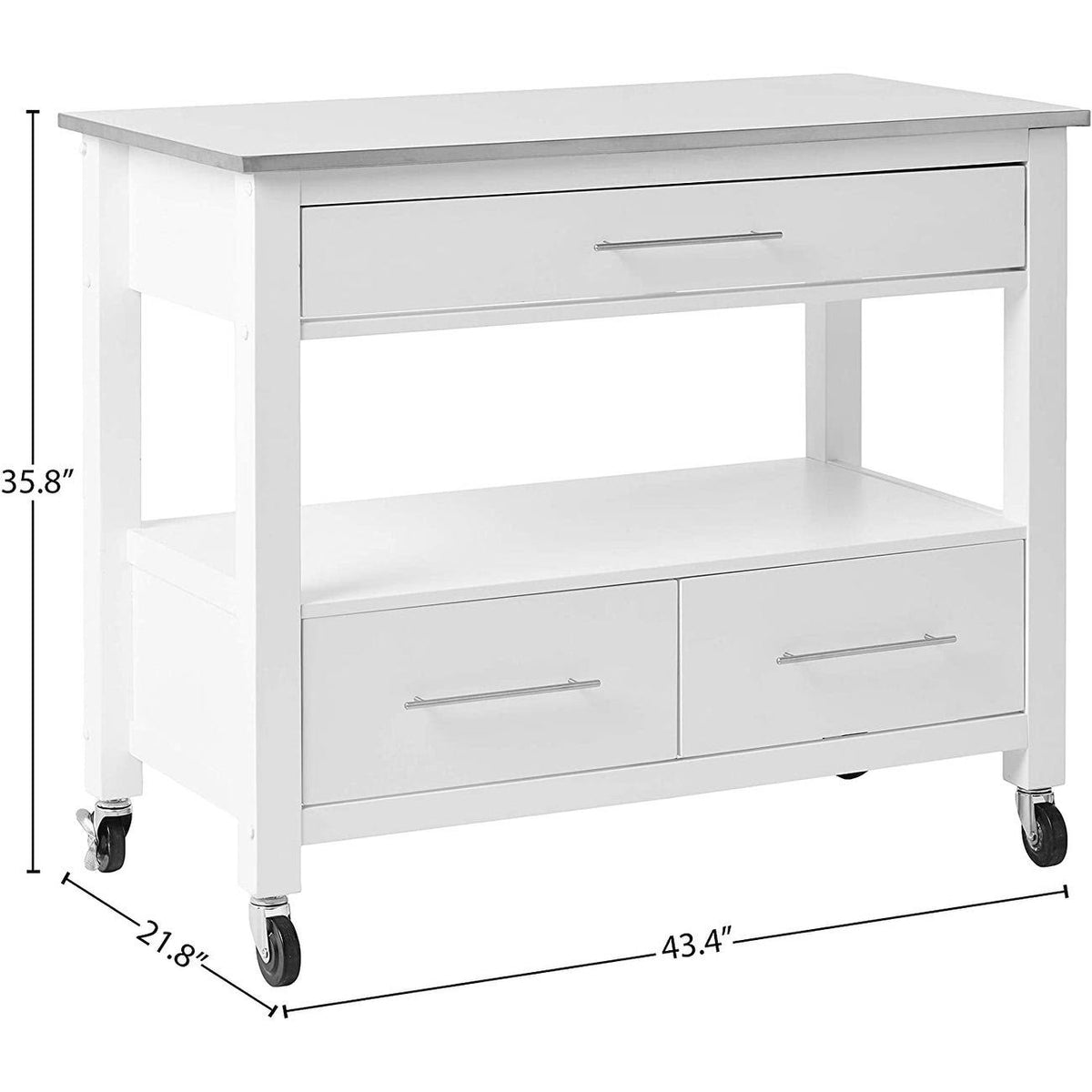 Stainless Steel White Kitchen Cart O7731
