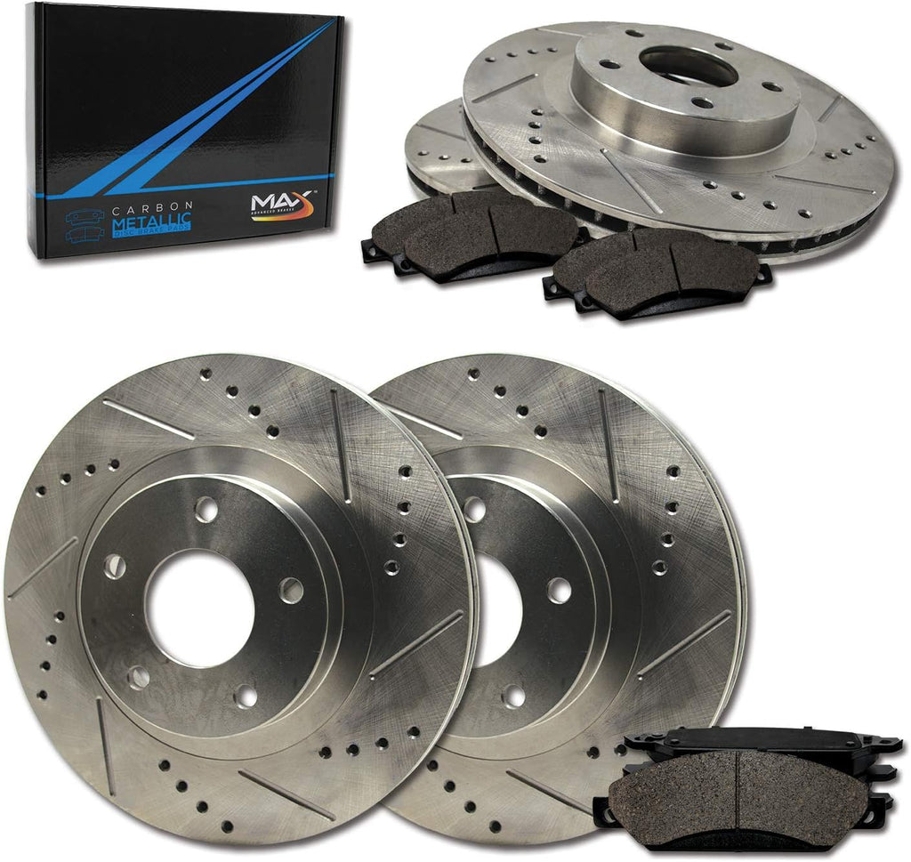 Front + Rear Max Brakes Elite XDS Rotors with Carbon Metallic Pads V9102