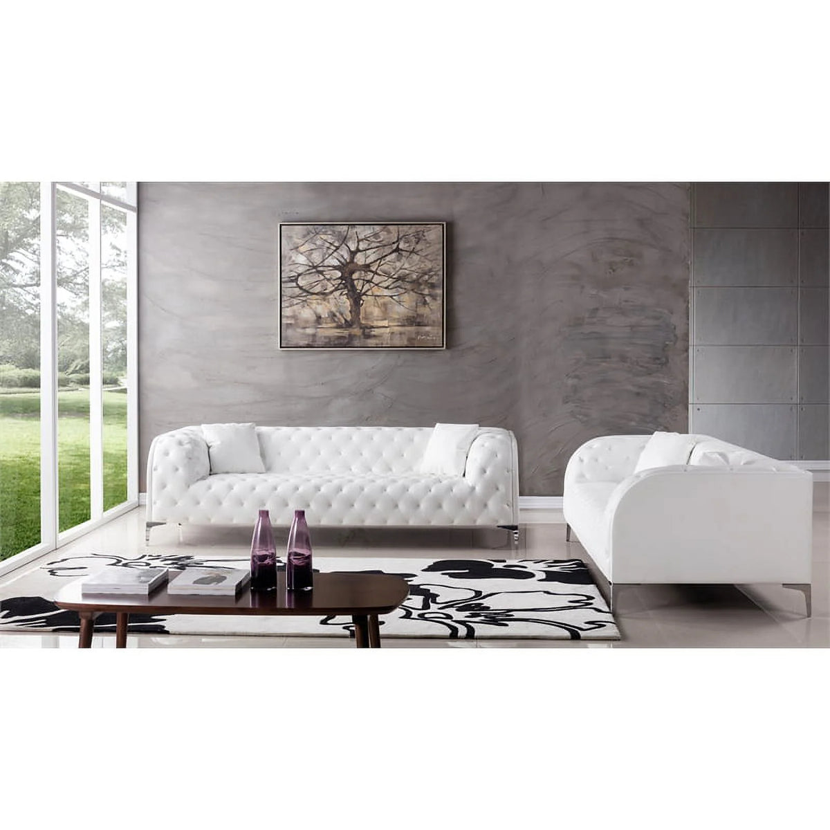 White Faux Leather Sofa I173777