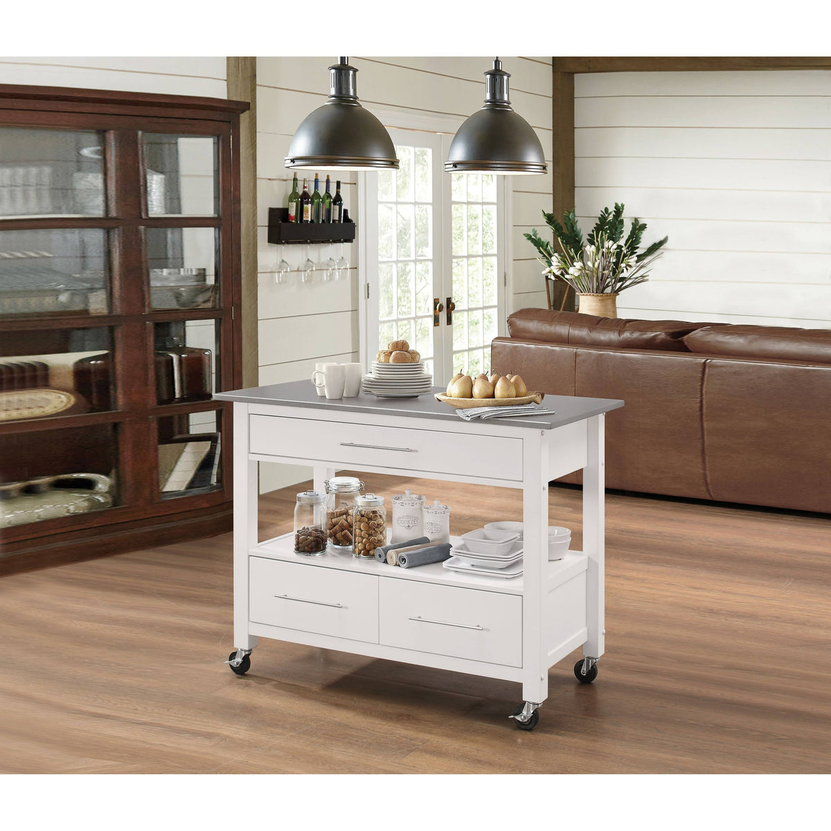 Stainless Steel White Kitchen Cart O7731