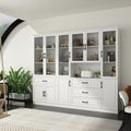 White Buffet China Cabinet with Tempered Glass Doors H3951