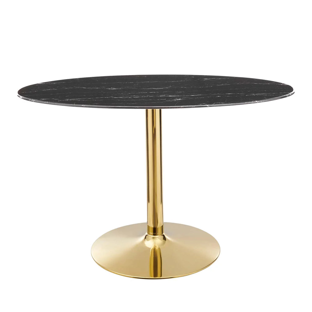 48 inch Round Black Gold Artificial Marble Metal Dining Table L94640
