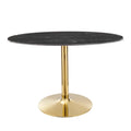 48 inch Round Black Gold Artificial Marble Metal Dining Table L94640