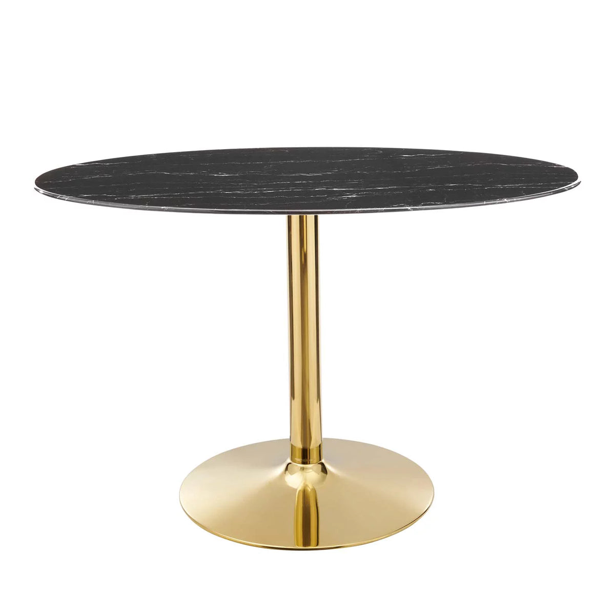 48 inch Round Black Gold Artificial Marble Metal Dining Table L94640