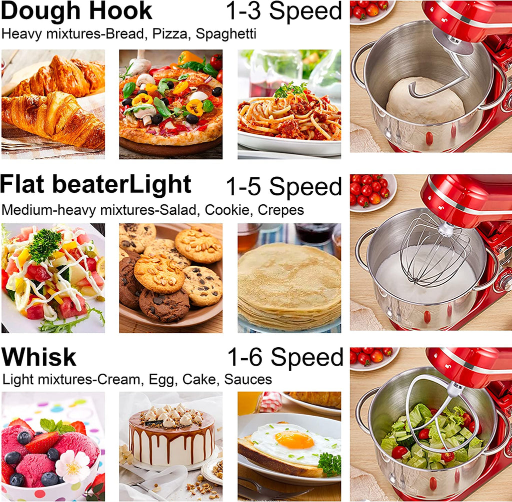6.5-QT Red Electric Stand Mixer with Stainless Steel Bowl Z7586
