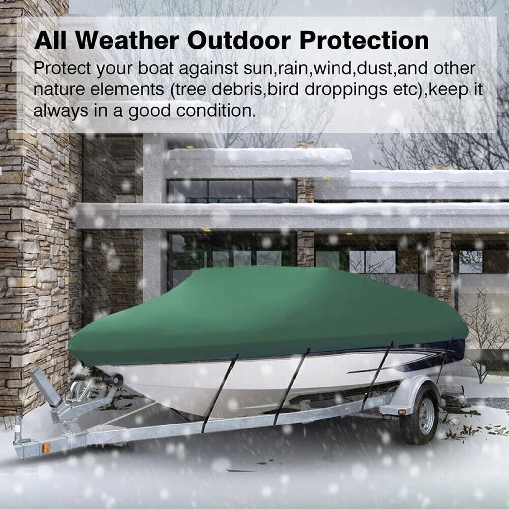 Green Waterproof Heavy Duty Boat Cover 11ft-13ft P429053