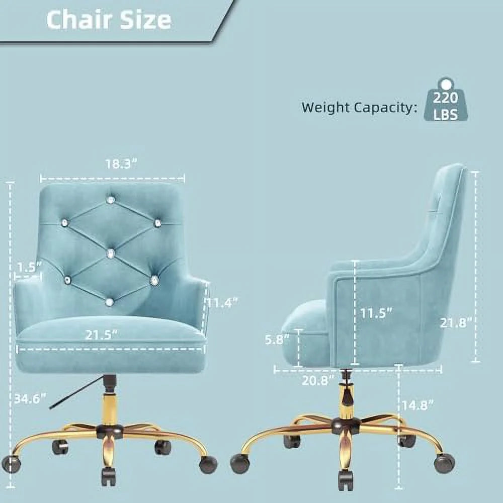Blue Velvet Swivel Vanity Chair with Wheels U18026