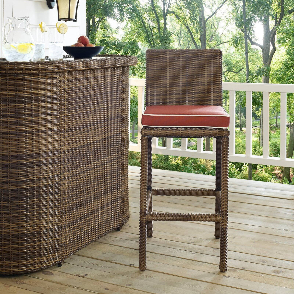 Wicker Patio Bar Stool Set of 2 V136469